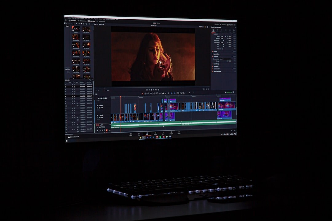 film editor at computer