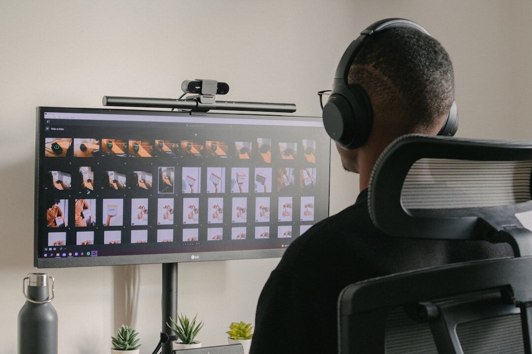 person editing video on computer
