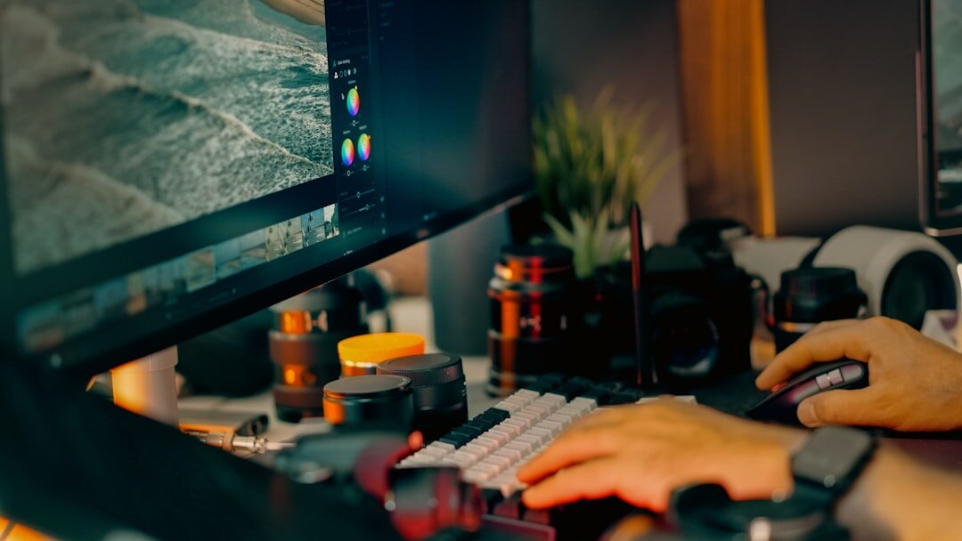 film editor at computer