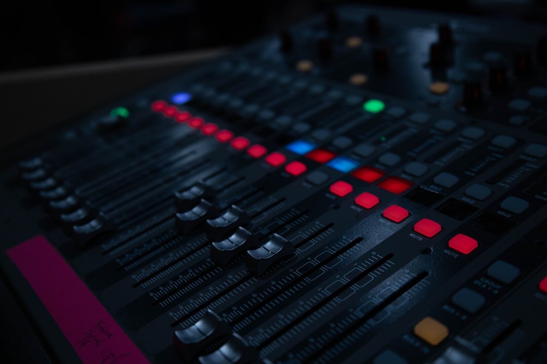 Audio mixing console with waveform display for sound design